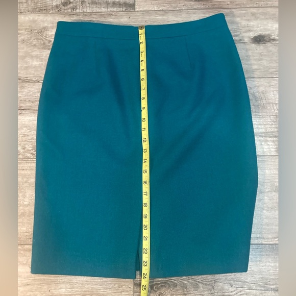 J. Crew 100% Wool Teal No 2  Pencil Skirt - Picture 4 of 6
